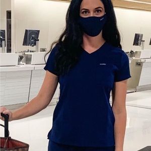 Jaanuu Scrub Set XS Navy Jogger Pants & Scrub Top Nurse